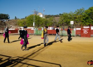 La ganadería de La Condesa lleva el toro al pueblo en Calañas