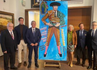 La Virgen de Guadalupe bendice a los toreros en el cartel de Pablo Alonso Herráiz para la Picassiana